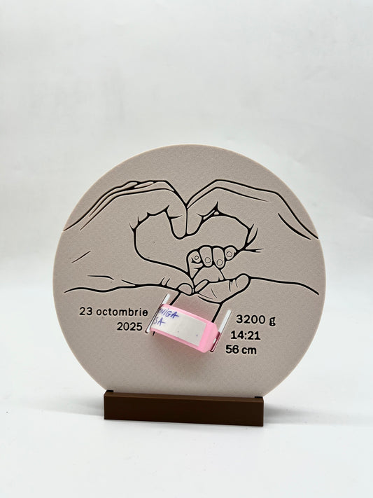 Suport Brățară Naștere Personalizabil – Cadou Memorabil pentru Nou-Născuți